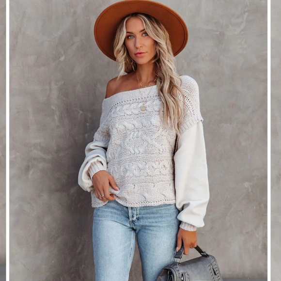 CHANDY COTTON BLEND CABLE KNIT SWEATER - Picture 9 of 14